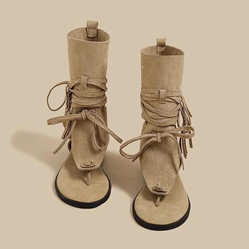 Thong Flat Sandal - Women Sandals Gladiator Fringe Ankle Summer