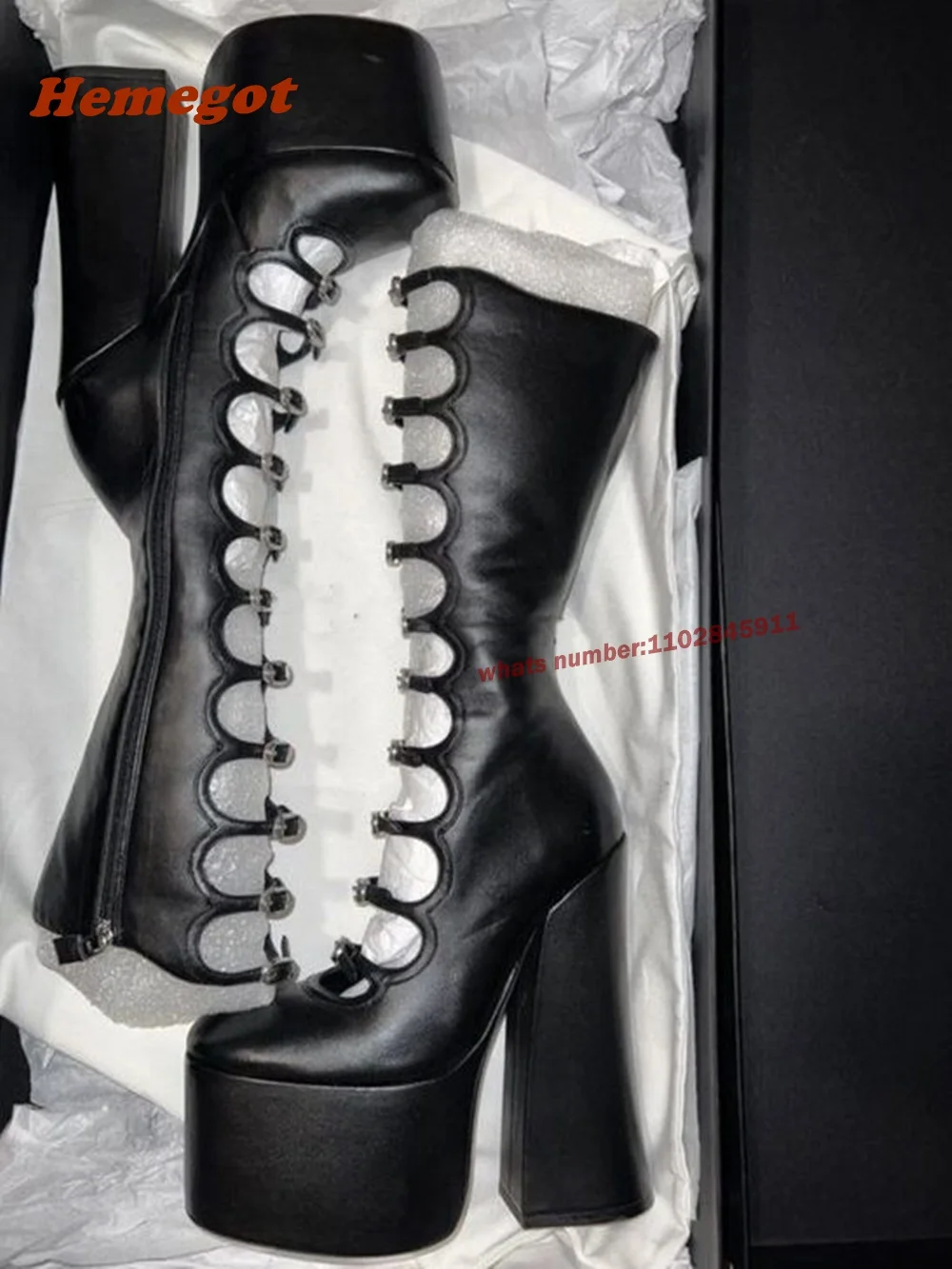 Pink Thick Sole Hollow Calf Bo - đánh giá và giá Women Shoes Boots