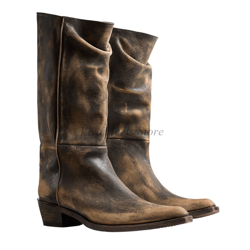 Vintage Leather Chunky Heel Mi - đánh giá và giá Women'S Shoes Big Feet